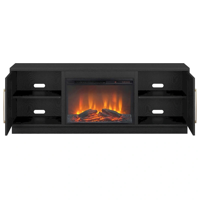 Tillman Rectangular TV Stand with Log Fireplace for TV's up to 75