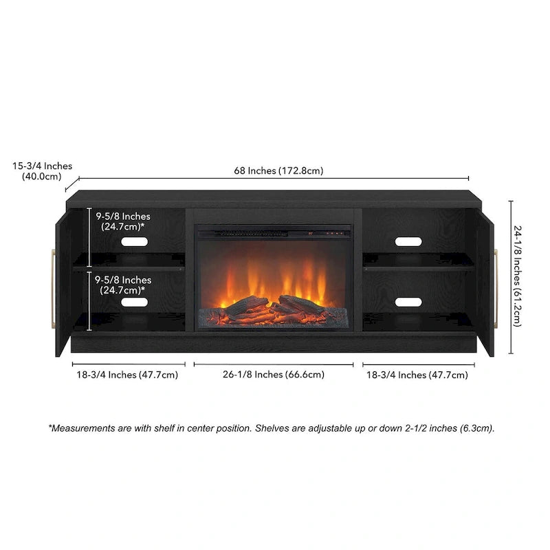 Tillman Rectangular TV Stand with Log Fireplace for TV's up to 75