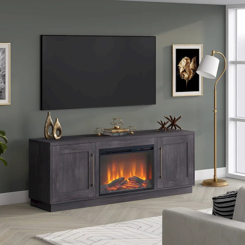 Tillman Rectangular TV Stand with Log Fireplace for TV's up to 75