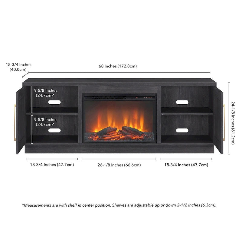 Tillman Rectangular TV Stand with Log Fireplace for TV's up to 75