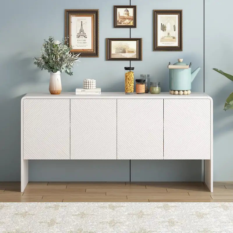 Minimalist Style 60 Inch Large Sideboard with 4 Doors