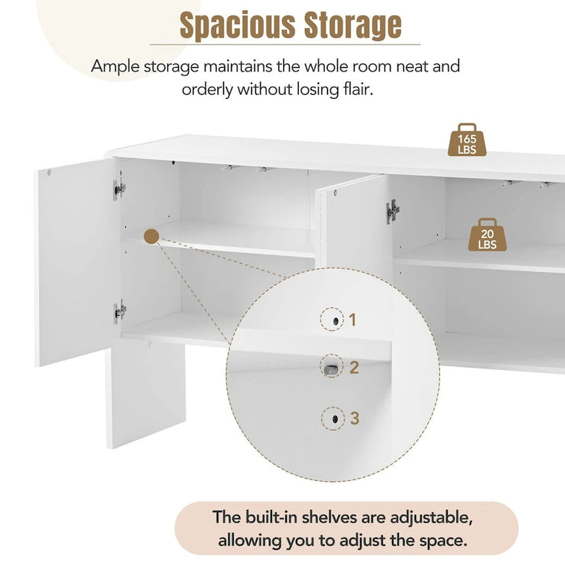 Minimalist Style 60 Inch Large Sideboard with 4 Doors