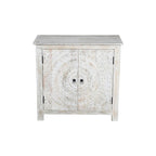 Booker Whitewash Hand Carved 2 Door Accent Cabinet