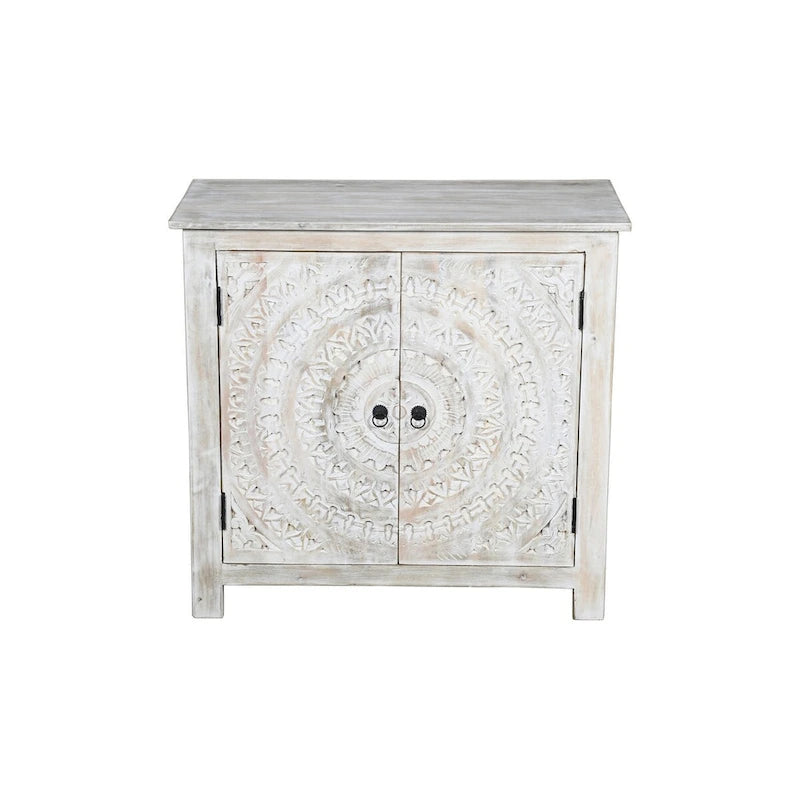 Booker Whitewash Hand Carved 2 Door Accent Cabinet