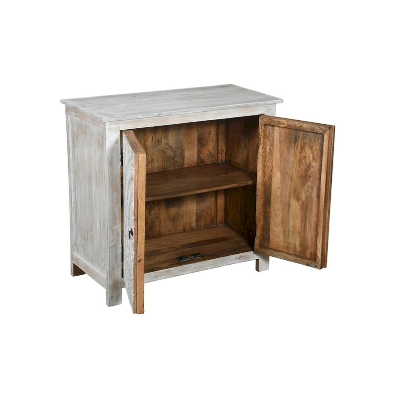 Booker Whitewash Hand Carved 2 Door Accent Cabinet