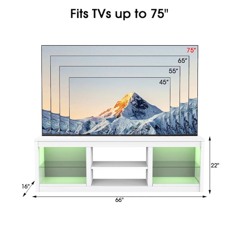 66  Modern RGB LED TV Stand Console Table for TV's up to 75