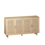 Elegant and Functional 4-Door Rattan Decorative Storage Cabinet,for Bedroom,Living Room,Office,Easy Assembly