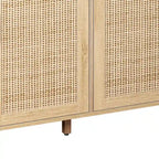 Elegant and Functional 4-Door Rattan Decorative Storage Cabinet,for Bedroom,Living Room,Office,Easy Assembly