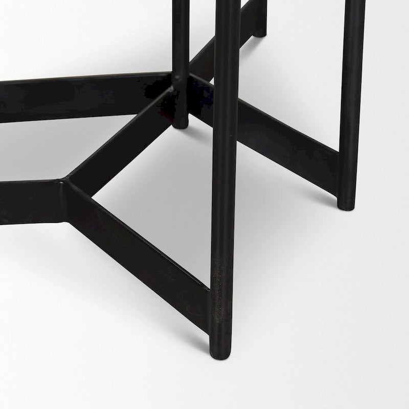 Larkin Marble & Dark Brown Wood Tabletop Nesting End/Side Tables