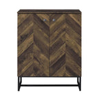 Akk 41 Inch 2 Door Accent Cabinet Console, Sled Legs, Chevron Wood Brown