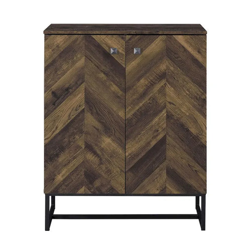 Akk 41 Inch 2 Door Accent Cabinet Console, Sled Legs, Chevron Wood Brown