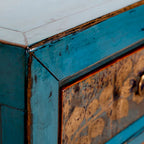 Artissance Floral Cabinet Antique Indigo With two Drawers 38X16X33H - 16 L x 38.5 W x 33 H