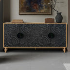 Carved Symmetrical Design Door Frame for TV Stand Table