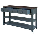 Pine Solid Wood Console Table with Two Open Shelves