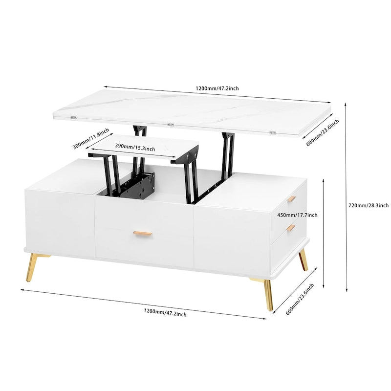 Lift Top Coffee Table Multi Functional Table with Drawers