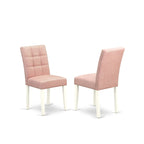 East West Furniture Dining Table Set Contains a Round Dining Table and Chairs, Linen White (Pieces Options)
