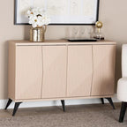 Draper Mid-Century Modern Two-Tone Light Brown and Black Wood 4-Door Sideboard Buffet