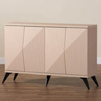 Draper Mid-Century Modern Two-Tone Light Brown and Black Wood 4-Door Sideboard Buffet