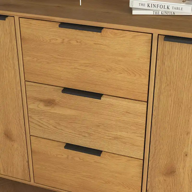 Sideboard Buffet Cabinet with Storage,Wood Coffee Bar Cabinet,47.2 Cabinet with 3 Drawers & 2 Doors,Buffet Cabinet Cupboard