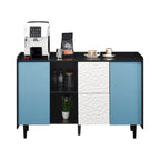 Sideboard Buffet Cabinet,Storage Cabinet with Blue Doors,2 Drawers with unique panel styling and 2 Open Storage Compartment