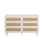 51.18 6-Drawers Rattan Storage Cabinet Rattan Drawer,for Bedroom