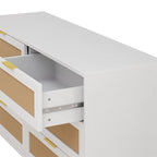 51.18 6-Drawers Rattan Storage Cabinet Rattan Drawer,for Bedroom