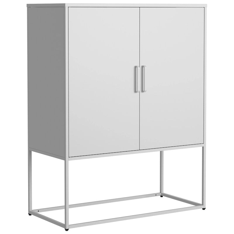 Steel Storage Cabinet with Adjustable Shelves,Free Standing Accent Cabinet with Magnetic Doors,Heavy Duty Buffet Sideboard
