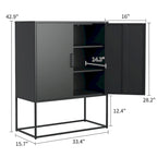 Steel Storage Cabinet with Adjustable Shelves,Free Standing Accent Cabinet with Magnetic Doors,Heavy Duty Buffet Sideboard