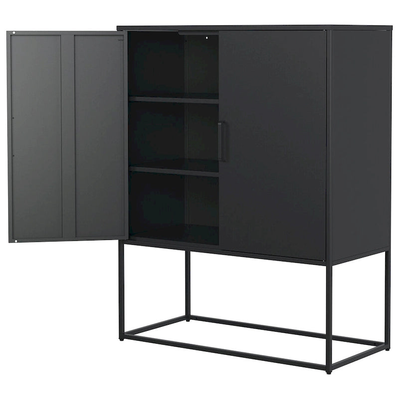 Steel Storage Cabinet with Adjustable Shelves,Free Standing Accent Cabinet with Magnetic Doors,Heavy Duty Buffet Sideboard