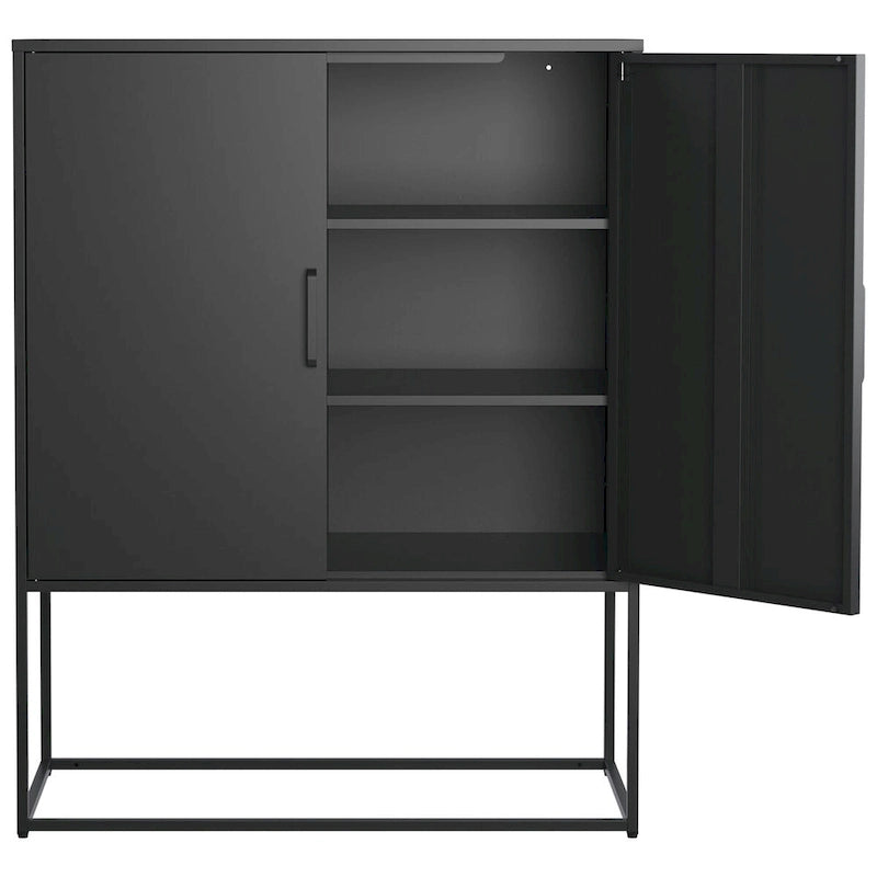 Steel Storage Cabinet with Adjustable Shelves,Free Standing Accent Cabinet with Magnetic Doors,Heavy Duty Buffet Sideboard