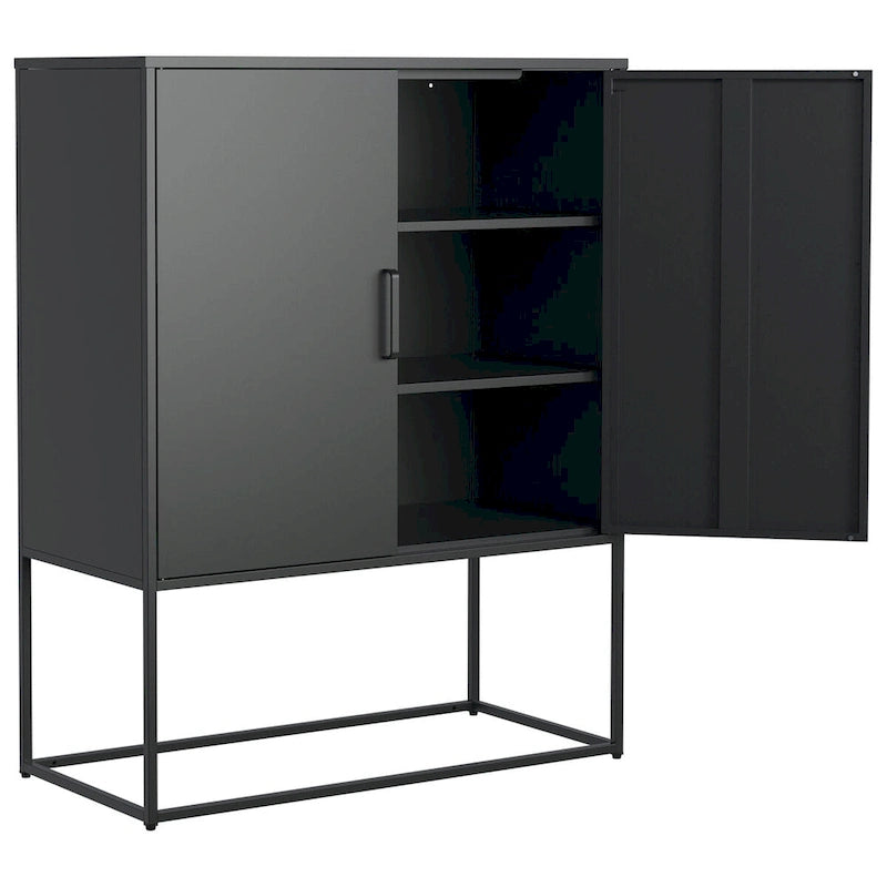 Steel Storage Cabinet with Adjustable Shelves,Free Standing Accent Cabinet with Magnetic Doors,Heavy Duty Buffet Sideboard