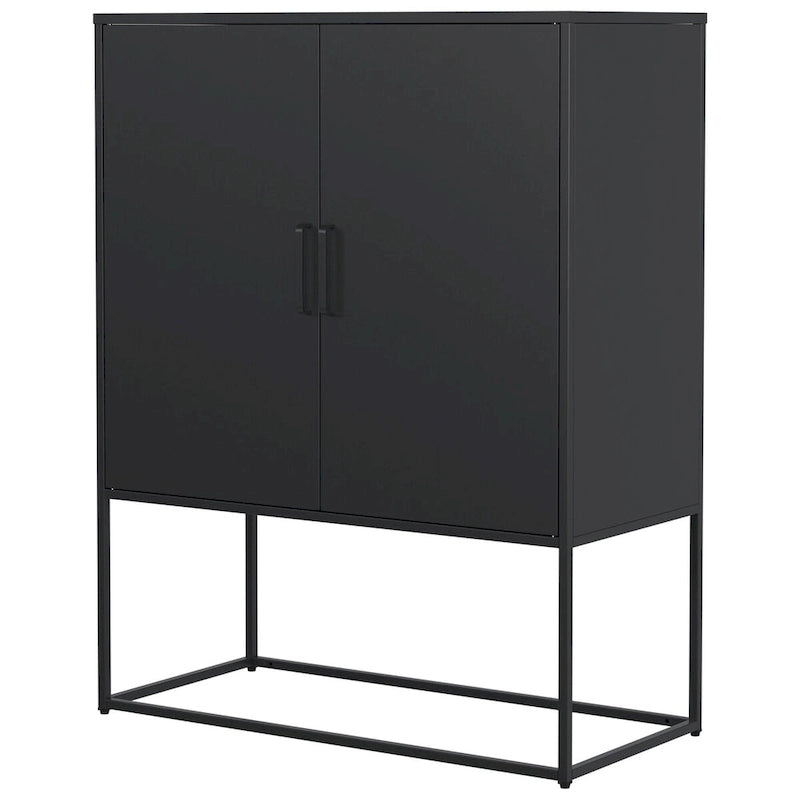 Steel Storage Cabinet with Adjustable Shelves,Free Standing Accent Cabinet with Magnetic Doors,Heavy Duty Buffet Sideboard