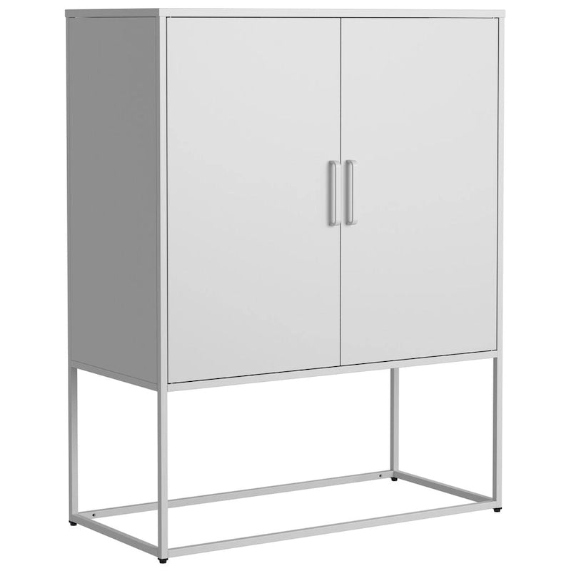 Steel Storage Cabinet with Adjustable Shelves,Free Standing Accent Cabinet with Magnetic Doors,Heavy Duty Buffet Sideboard
