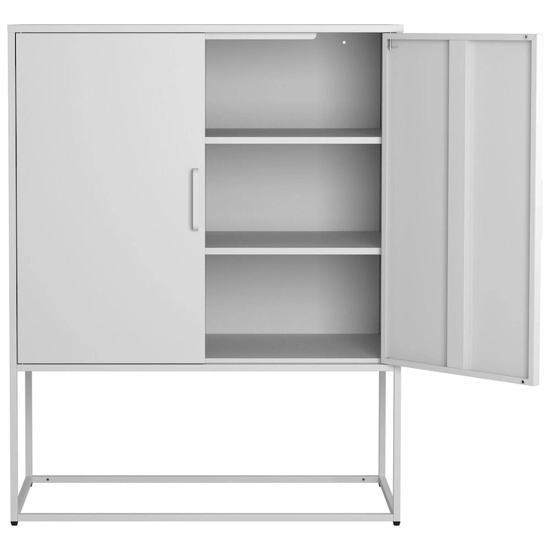 Steel Storage Cabinet with Adjustable Shelves,Free Standing Accent Cabinet with Magnetic Doors,Heavy Duty Buffet Sideboard