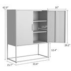 Steel Storage Cabinet with Adjustable Shelves,Free Standing Accent Cabinet with Magnetic Doors,Heavy Duty Buffet Sideboard