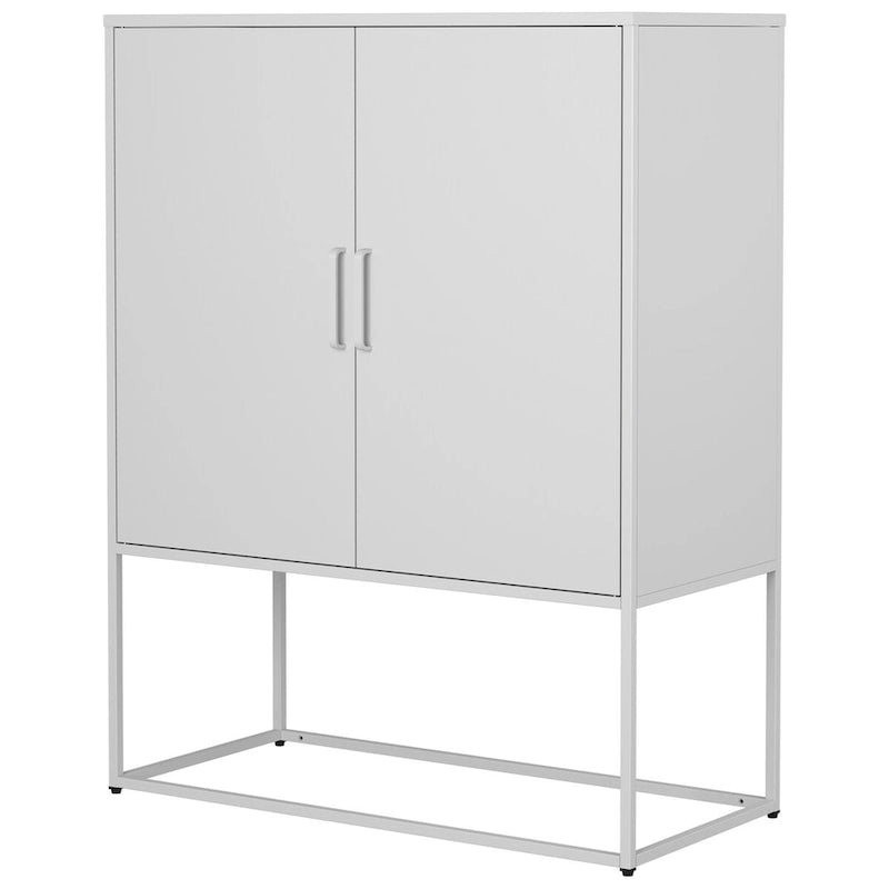 Steel Storage Cabinet with Adjustable Shelves,Free Standing Accent Cabinet with Magnetic Doors,Heavy Duty Buffet Sideboard