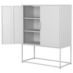 Steel Storage Cabinet with Adjustable Shelves,Free Standing Accent Cabinet with Magnetic Doors,Heavy Duty Buffet Sideboard
