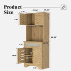 Accent Kitchen Buffet and Hutch Wooden Storage Cupboard with Glass Accent Drawer, and Microwave Space