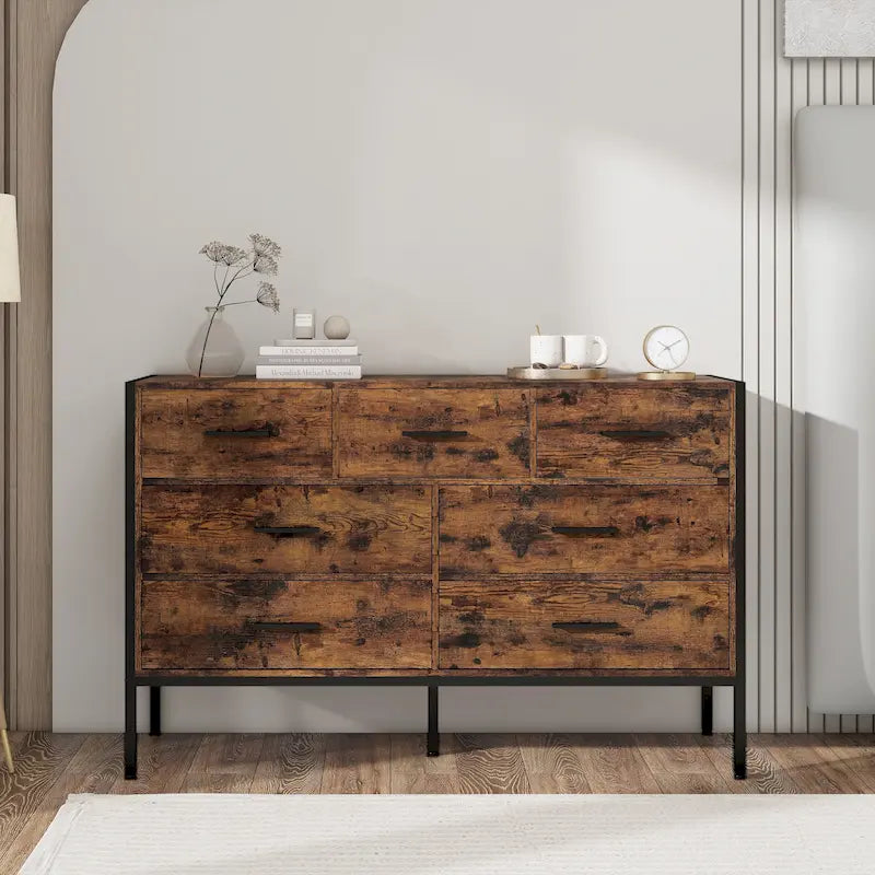 Barn Door Buffet Bar Cabinet With Drawers And Storage Shelves
