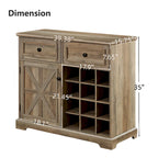 Barn Door Buffet Bar Cabinet With Drawers And Storage Shelves