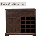 Barn Door Buffet Bar Cabinet With Drawers And Storage Shelves