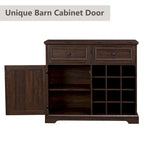Barn Door Buffet Bar Cabinet With Drawers And Storage Shelves