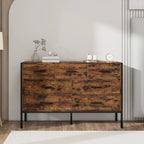 Barn Door Buffet Bar Cabinet With Drawers And Storage Shelves