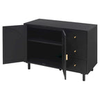 2 Doors Rattan Storage Cabinet with Adjustable Shelves and 3 Drawers