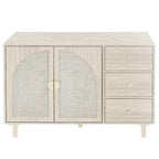 2 Doors Rattan Storage Cabinet with Adjustable Shelves and 3 Drawers