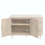2 Doors Rattan Storage Cabinet with Adjustable Shelves and 3 Drawers