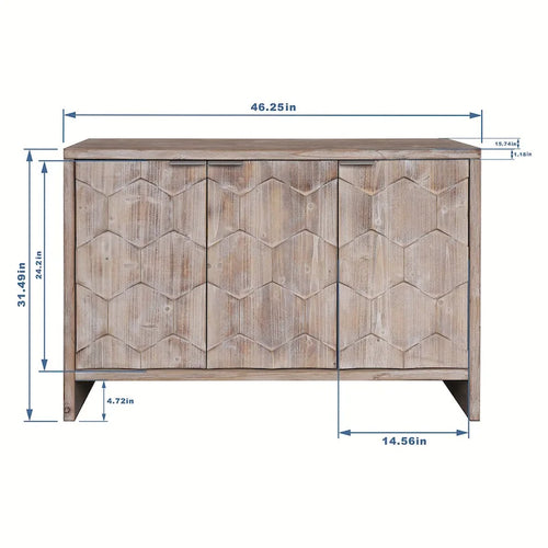 Accent Cabinet Farmhouse Style 3 Door Wooden Cabinet Sideboard Buffet