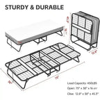 Roll away Space-Saving Sturdy Metal Frame Folding Guest Bed with 5  Thick Mattress
