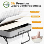 Roll away Space-Saving Sturdy Metal Frame Folding Guest Bed with 5  Thick Mattress
