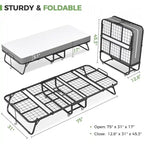 Roll away Space-Saving Sturdy Metal Frame Folding Guest Bed with 5  Thick Mattress
